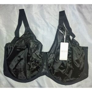 NWT Elomi Cate Full Cup Banded Bra Size 34O Black Plus Size Lingerie Wide Straps